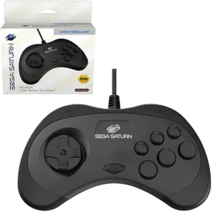 Sega Saturn Controller Black Packaging PNG Image