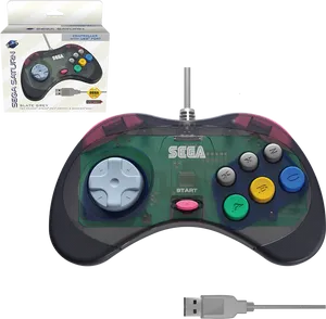 Sega Saturn U S B Controller Slate Grey PNG Image