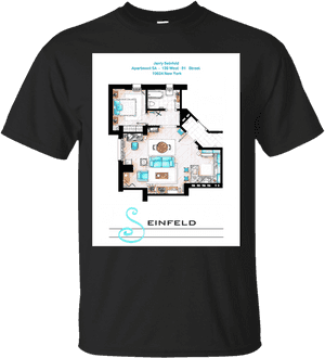 Seinfeld Apartment Blueprint T Shirt Design PNG image with transparent background