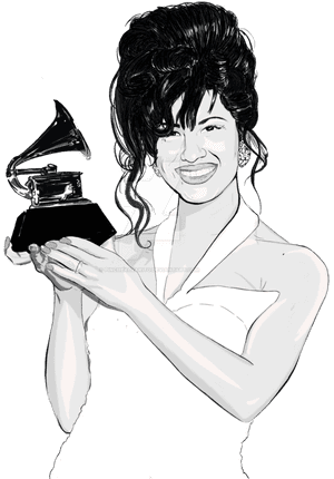 Selena Quintanilla Perez Accepting Her Grammy By Pinchealvarito - Selena Quintanilla Cartoon Drawing PNG image with transparent background