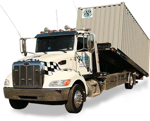 Semi Truck Loading Container PNG Image