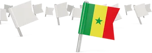 Senegal Flag Among Blank Banners PNG Image