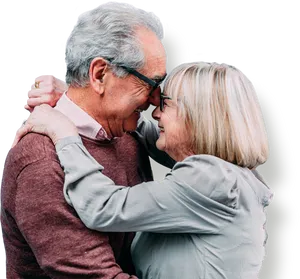 Senior Couple Embracing Happily PNG Image