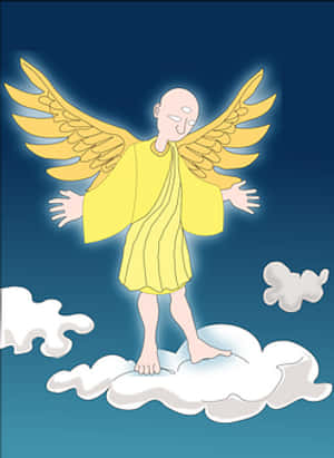 Serene Angel Standingon Clouds PNG with transparent background