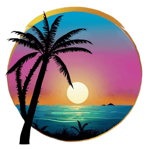 Serene Beachside Sunset Landscape PNG cyo PNG image with transparent background