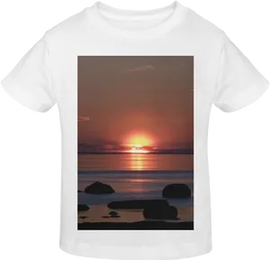 Serene Sunset Ocean View Tshirt PNG Image