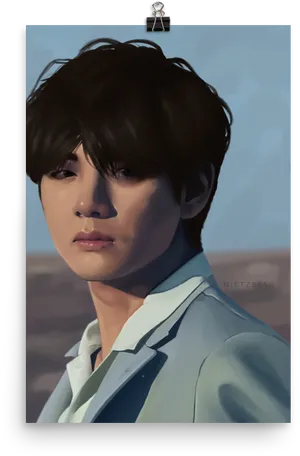 Serious Expression Portrait Taehyung PNG Image