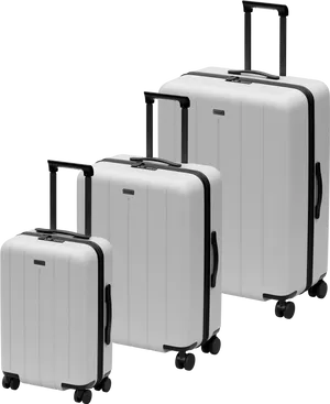 Setof Three White Hardshell Luggage PNG Image