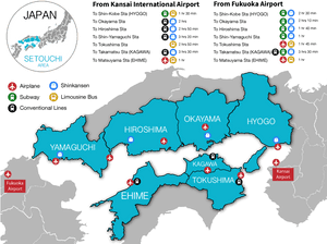 Setouchi Area Transportation Map Japan PNG image with transparent background