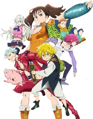 Seven Deadly Sins Anime Characters PNG Image