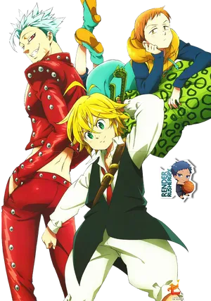 Seven Deadly Sins Group Pose PNG Image