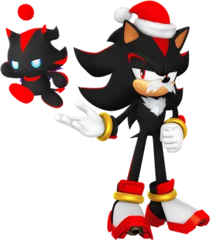 Shadow The Hedgehog Santa Hat PNG Image