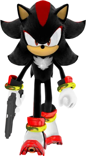 Shadow The Hedgehog With Gun PNG Image