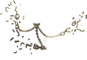 Shattered Golden Chain Floating Pieces PNG Image