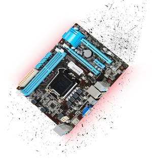 Shattered Motherboard Artistic Concept PNG Image