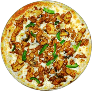 Shawarma Flavored Pizza Top View PNG Image