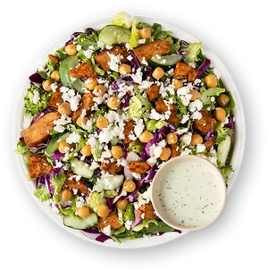 Shawarma Salad Bowlwith Dressing PNG Image