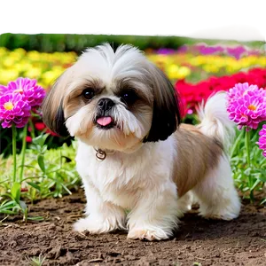 Shih Tzu In Flower Garden Png 15 PNG Image