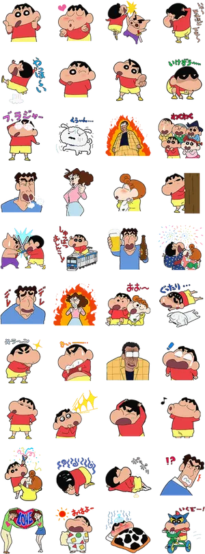 Shin Chan Expressions Collage PNG Image