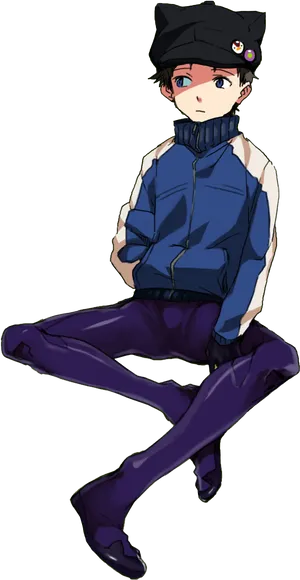 Shinji Ikari Evangelion Casual Pose PNG Image