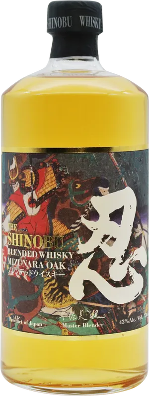 Shinobu Whisky Bottle Mizunara Oak PNG Image