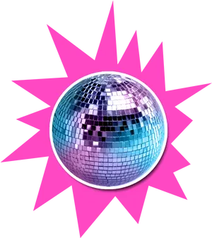 Shiny Disco Ball Pink Starburst Background PNG Image