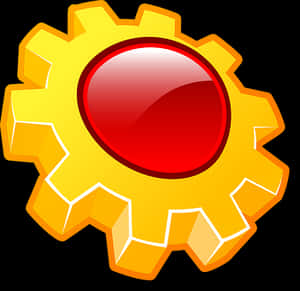 Shiny Gold Gear Icon PNG image with transparent background