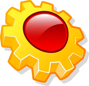 Shiny Gold Gear Icon PNG Image