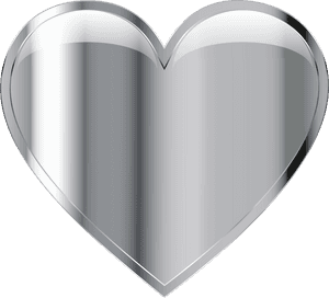 Shiny Metal Heart Graphic PNG image with transparent background