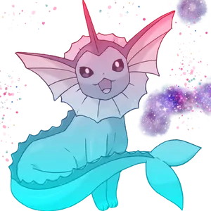 Shiny Vaporeon Cosmic Background PNG Image