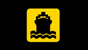 Ship Silhouette Icon Yellow Background PNG image with transparent background