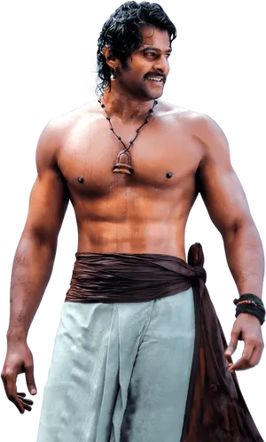 Shirtless_ Actor_in_ Traditional_ Attire PNG Image