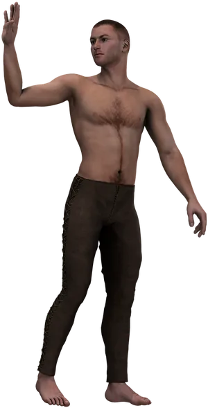 Shirtless Man Raising Hand PNG Image