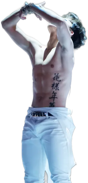 Shirtless Man Showing Absand Tattoo PNG Image