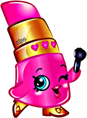 Shopkins Pink Lipstick Character PNG Image