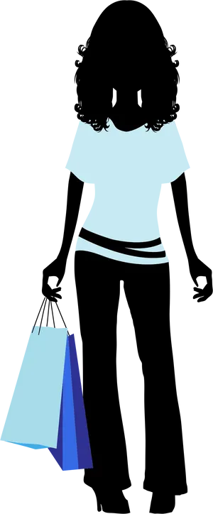 Shopping Silhouettewith Bags.png PNG Image