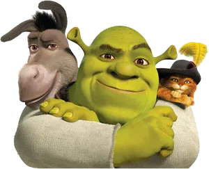 Shrek Donkey Pussin Boots Friends PNG Image