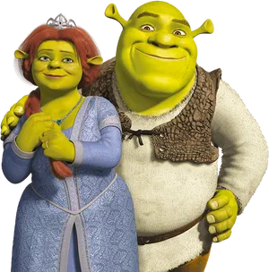 Shrekand Fiona Smiling Together PNG Image