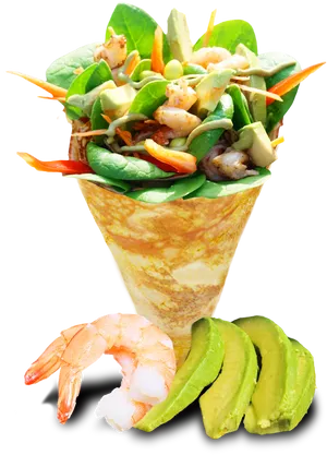 Shrimp Salad Conewith Avocado PNG Image