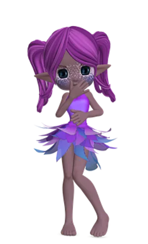 Shy Fantasy Elf Character PNG Image