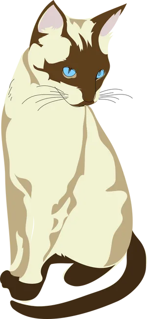 Siamese Cat Blue Eyes Illustration PNG Image