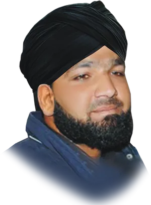 Sikh Man Wearing Black Turban PNG Image