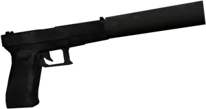 Silenced Pistol Graphic PNG Image