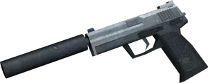 Silenced Pistol Isolatedon Black PNG Image