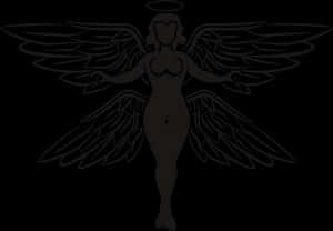Silhouette Angel Art PNG image with transparent background