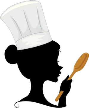 Silhouette Chef Tasting Spoon PNG Image