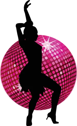 Silhouette Dancer Disco Ball Background PNG Image