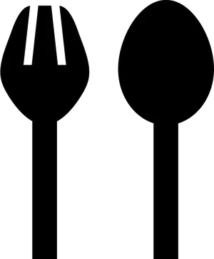 Silhouette Forkand Spoon PNG Image