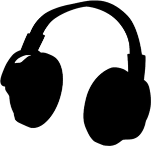 Silhouette Headphones Graphic PNG