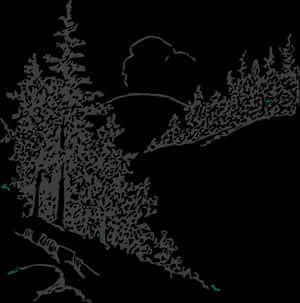 Silhouette Optical Illusion Forest PNG image with transparent background